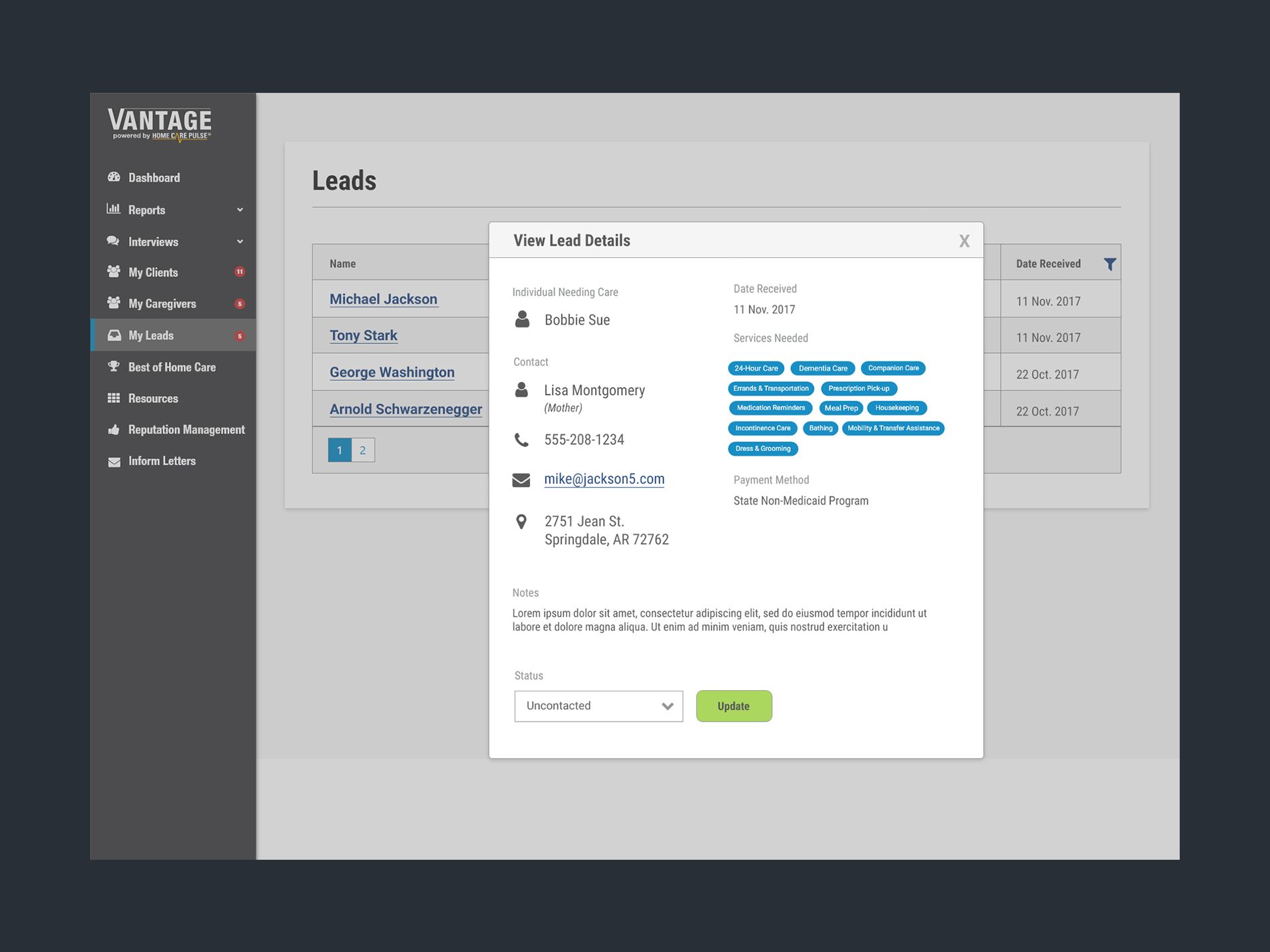 Lead Inbox UI